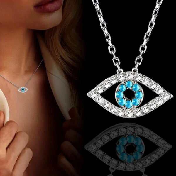 Fashion Charm Luck Turkey Blue Evil Eye Blue Rhinestone Eye Choker Necklace For Women