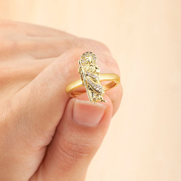 Fashion Europe and America Personalized Hip-hop Zircon Female  Virgin Mary Open Adjustable Ring