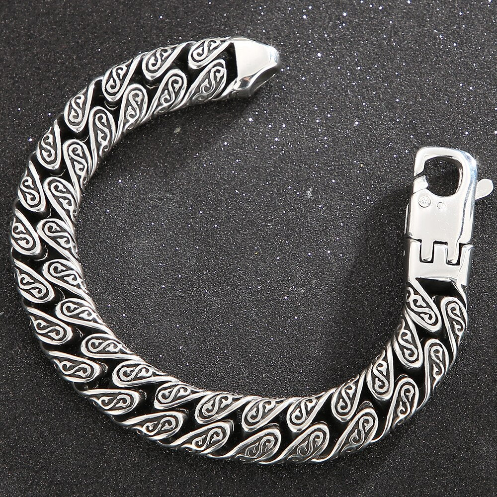 Mens Stainless Steel Curb Cuban Link Chain Bracelet for Men