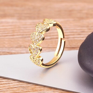 Simple Heart Shape Female Cute Finger Open Adjustable Rings