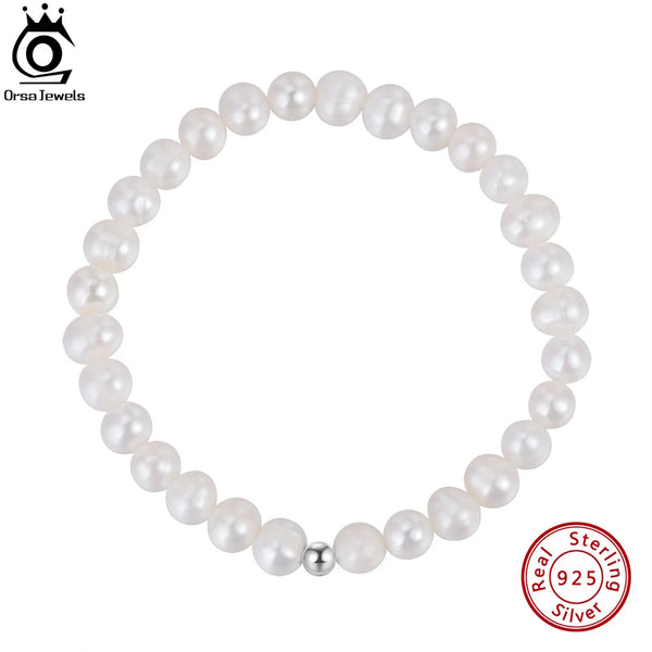 Cultured Freshwater Single Pearl Bracelet Handmade Genuine Sterling Silver Simple Bracelet