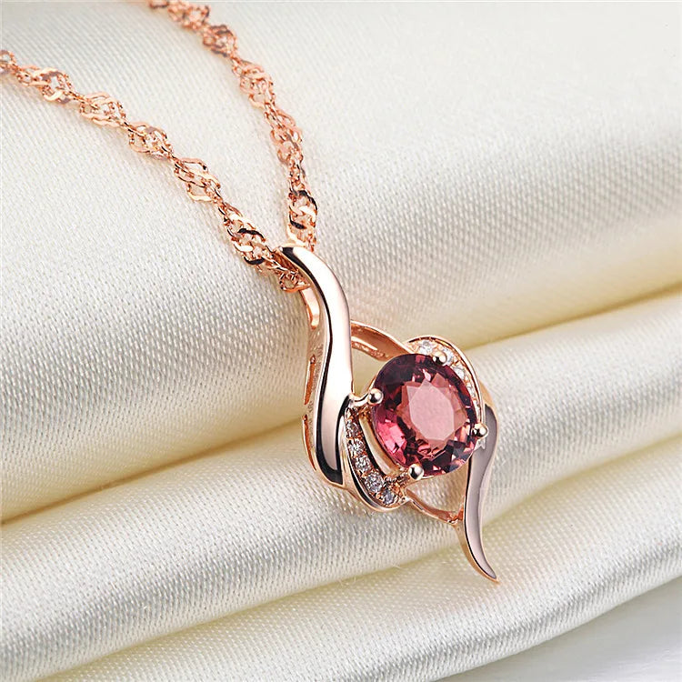 Luxury Red Zircon Pendant Necklace With Apple Gift Box Fashion Jewelry For Women