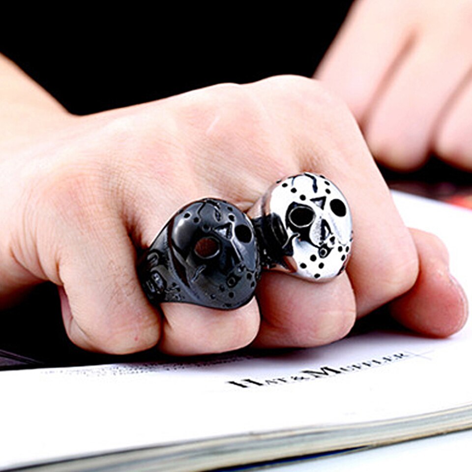 Punk Vintage Black Friday Killer Jason Mask Ring For Men