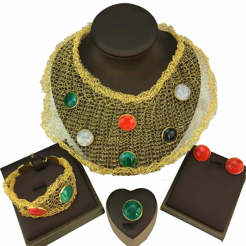 Newest Brazilian Jewelry Sets High Quality Mesh Scarf Necklace  for Women