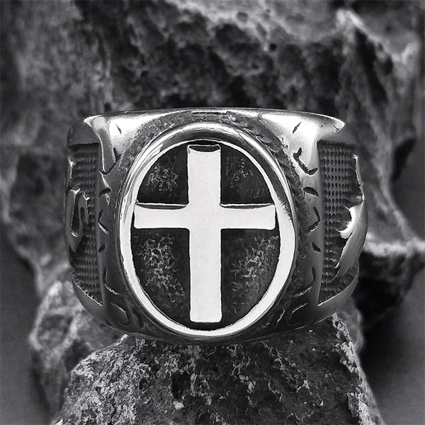 Hip Hop Cross Ring 316L Stainless Steel Christian Biker Punk Jesus God Rings