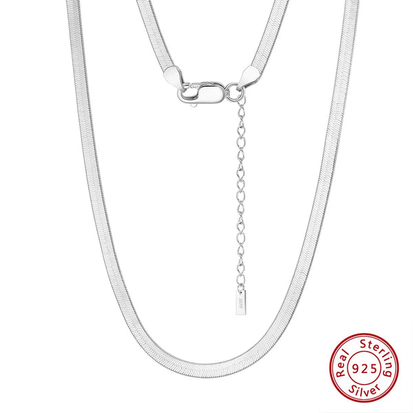 925 Sterling Silver Simple Bone Chain Short Necklace for Women