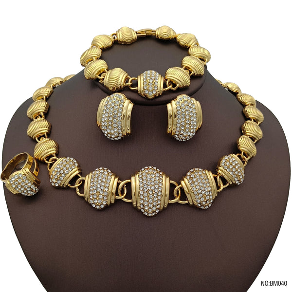 African Jewelry Sets For Women Round Shape Elegant Necklaces Wedding Party Gift