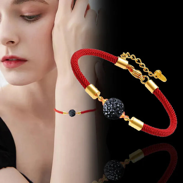 Classic Green Blue Pink Black Crystal Ball Red Rope Chain Bracelets For Women