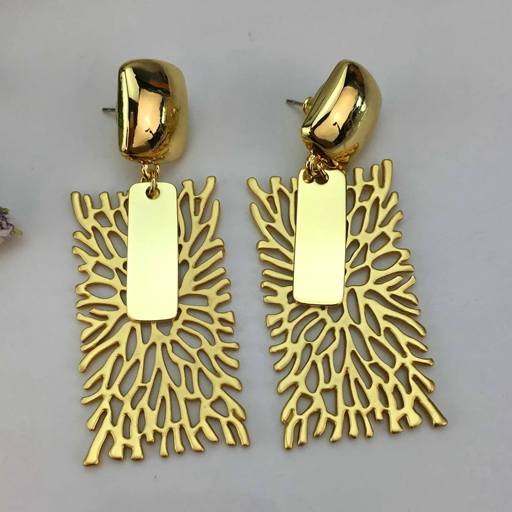 24K Plated Earrings Unique Drop Earrings for Women Party Gifts