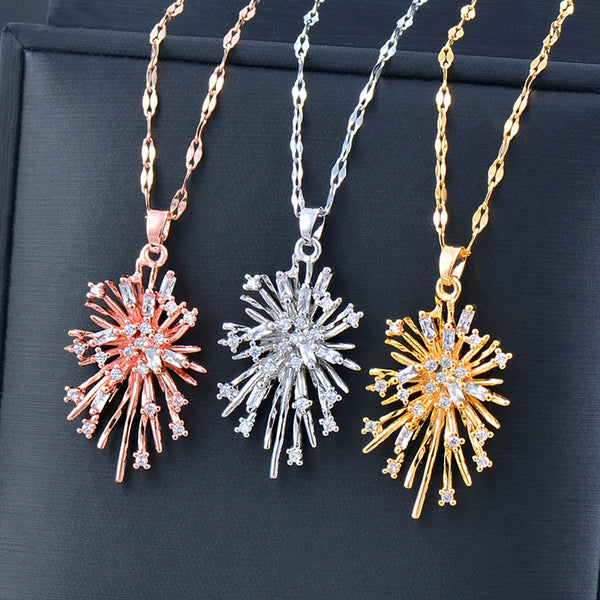 Fashion Flowers Pendant Stainless Steel Necklace For Women