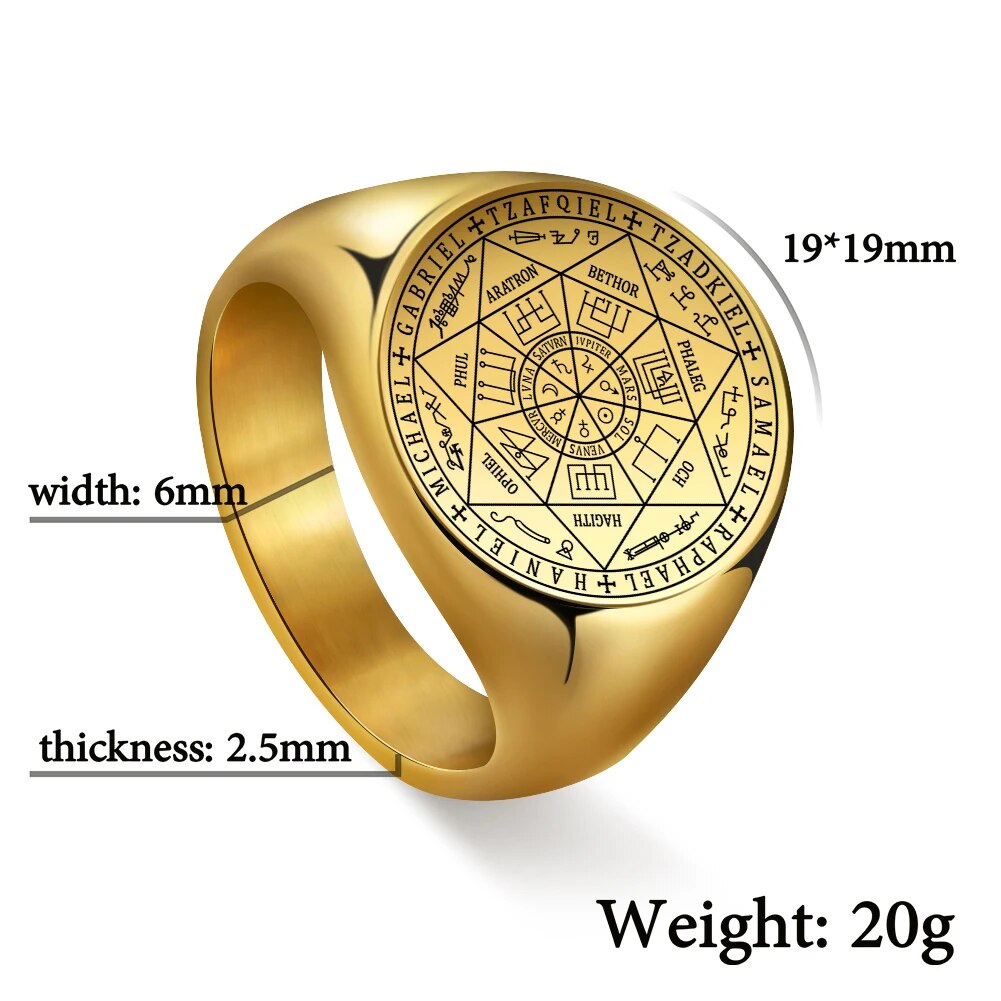 Dreamtimes Seal of The Seven Archangels Viking Ring Solomon Kabbalah Talisman Hexagram Rings