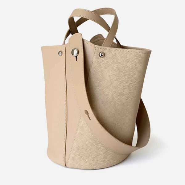 Fashion Genuine Leather Bucket Bags for Women Unique Patchwork Handbag