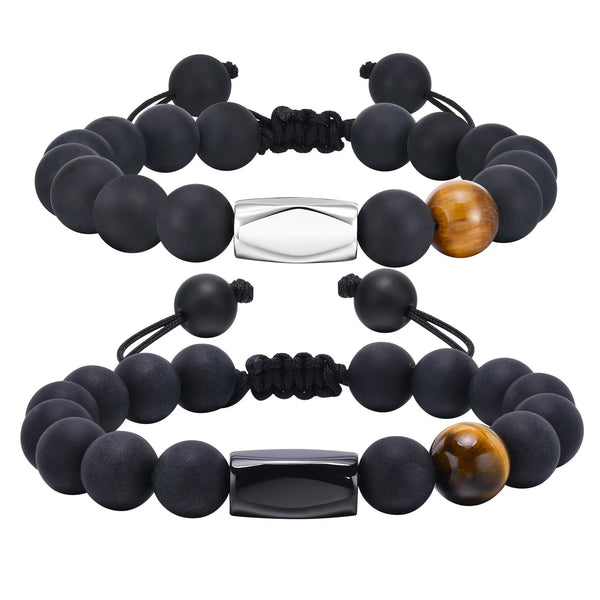 10mm Black Beads Bracelet for Men Boys