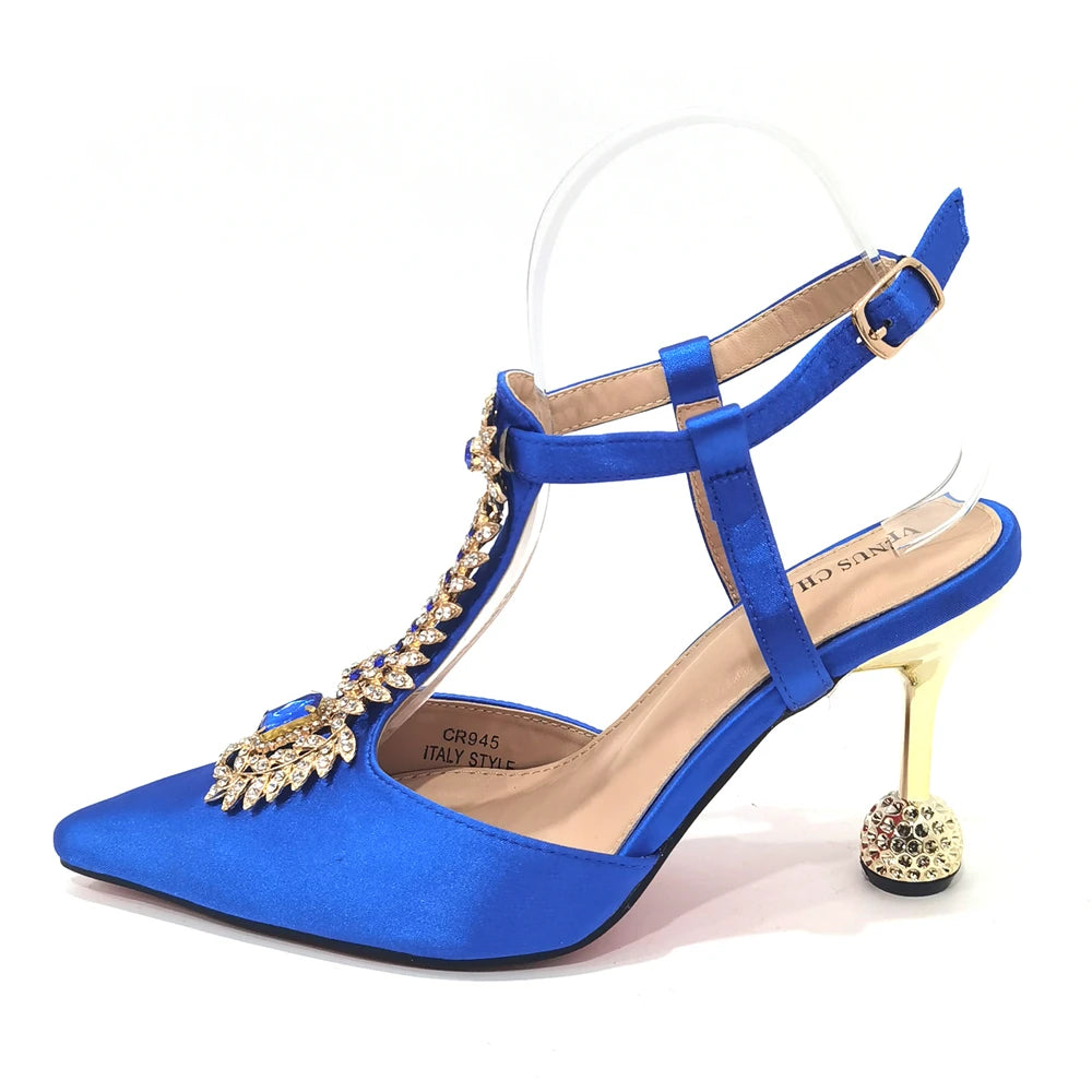 Italian Design African Ladies Party Shoes and Bag Nigerian Fashion  Mini Bags and Mid Heel Pointed Shoes