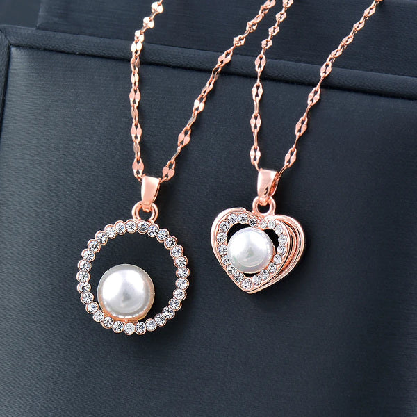 korean fashion Heart Round Stainless Steel Necklace For Women