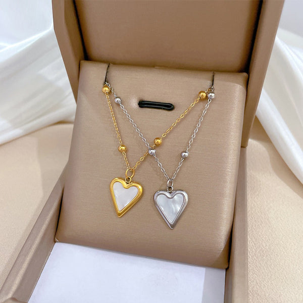 Gold Plated Korean Romantic Heart Shell Pendant Neckalce For Women