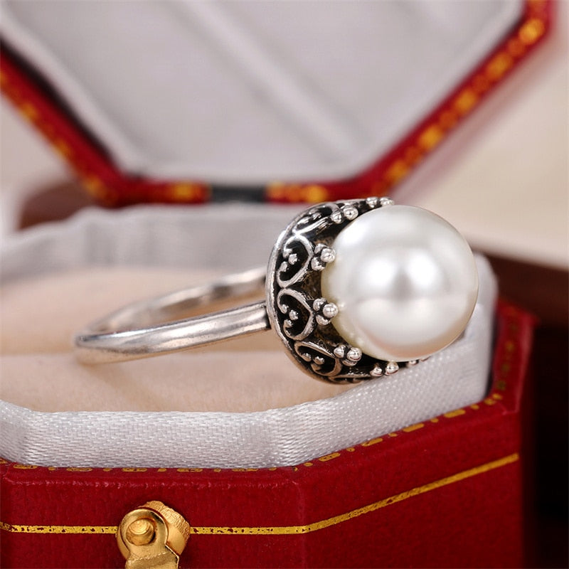 Trendy Imitation Pearl Wedding Rings for Women