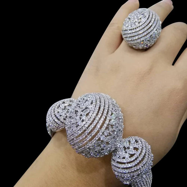 Luxury Trendy Luxury Disco BALL Stackable Bangle Rings Jewelry Set For Women