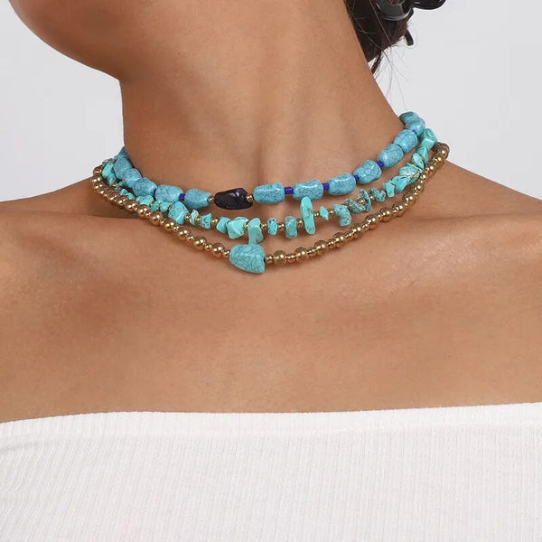 Fashion Bohemian Style Natural Turquoise Necklace Women