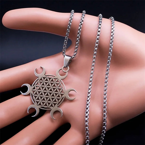 Yoga Seed of Life Flower Sacred Geometry Chain Necklace for Women