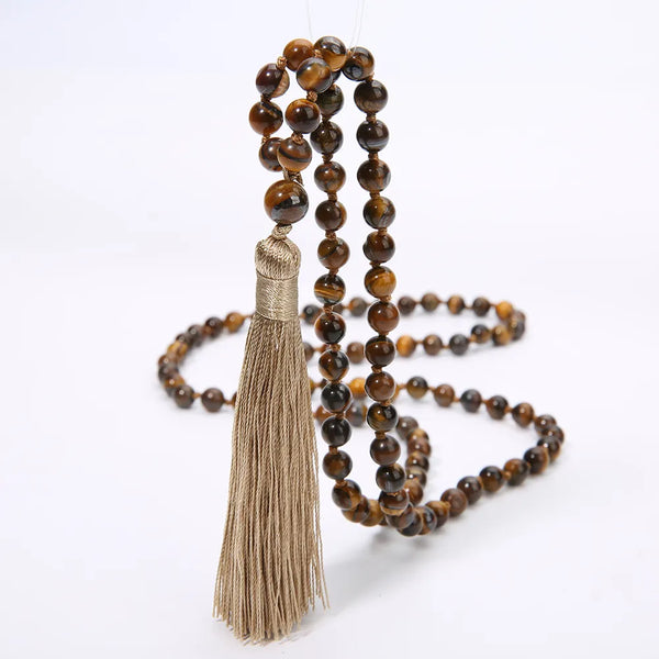 108 Semi-Precious Gem Stones Mala Beads Necklace - Perfect for Meditation