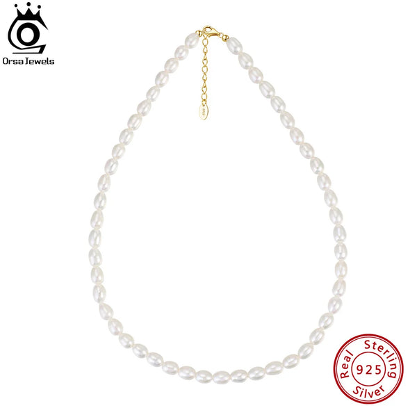 925 Sterling Silver Pearl Choker Necklace