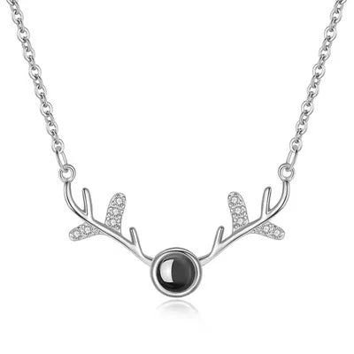 Antlers Projection Necklace With Exquisite Rose Gift Box100 Languages I Love You Pendant