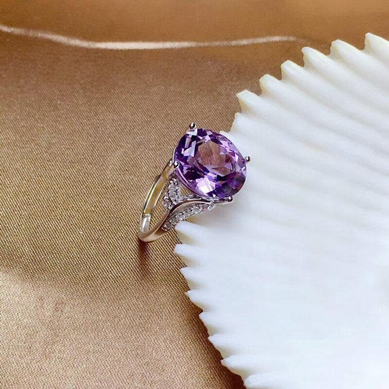 Original design diamond amethyst ladies ring