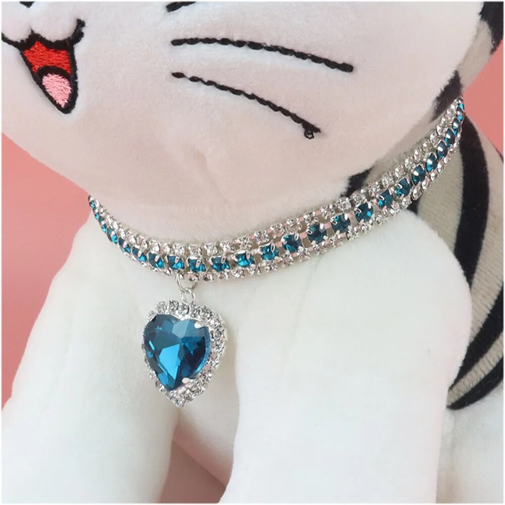 Cat Rhinestone Diamante Collar Necklace for Kitten Cute Bling Pet Accessories