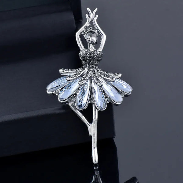 lovely crystal dancing girls brooches pin women