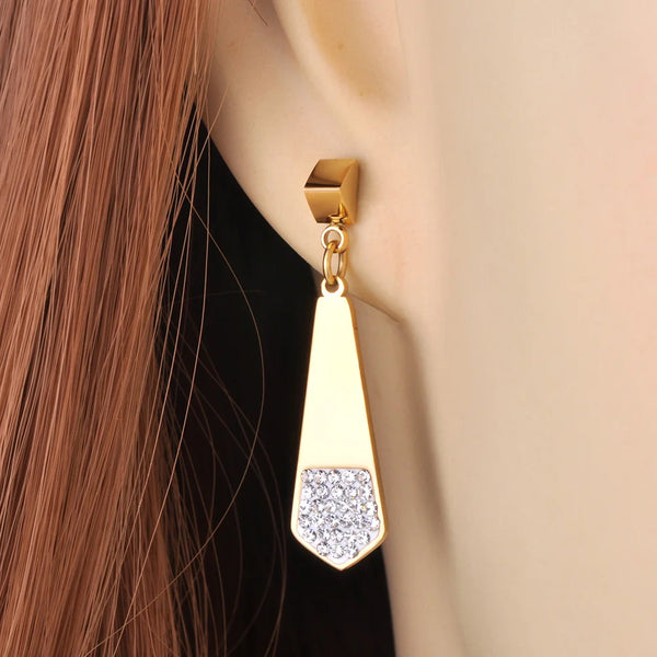 Rhinestone Geometric Triangle Stud Earrings For Women