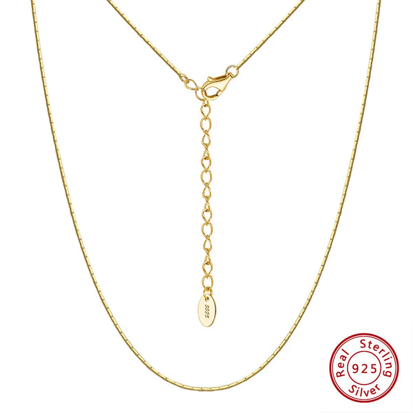 0.6MM  S925 Sterling Silver 4 Trendy Bamboo Chain Necklace for Women Men