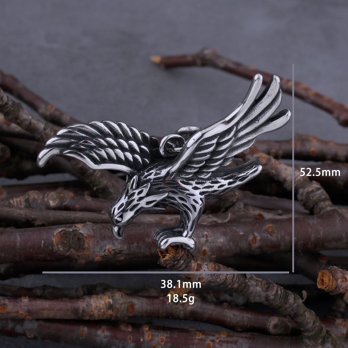 Stainless Steel Retro Eagle Wings Necklace Men's