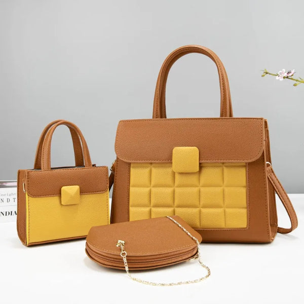 Trend  Designer Tote Handbags for Women 3 Piece Set Contrasting Colors Crossbody Composite Bags