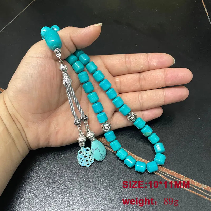 Tasbih Gemstone Natural Turquoise Muslim Prayer Beads Misbaha