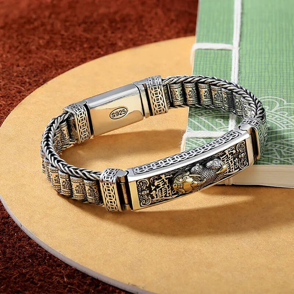 Handmade Silver Color Reative Passepartout Prayer Wheel Bracelet Men