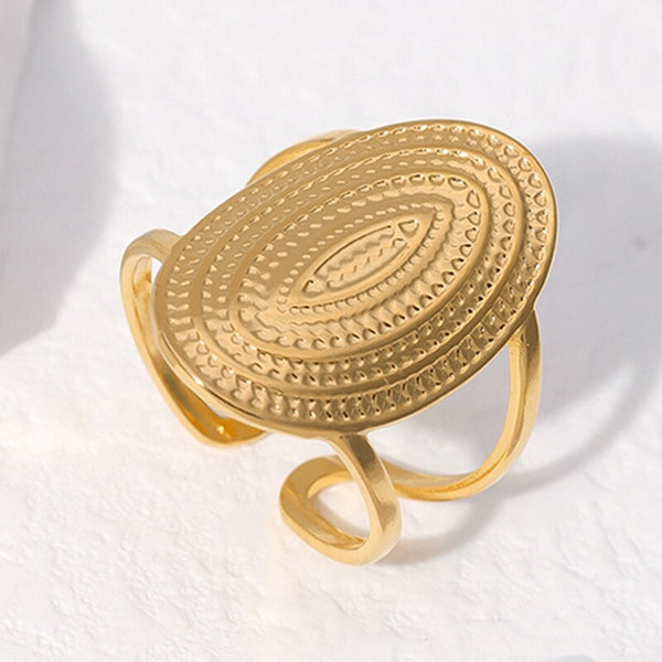 Gold Plated Adjustable Simple Exaggerated Punk Open Finger Ring For Women