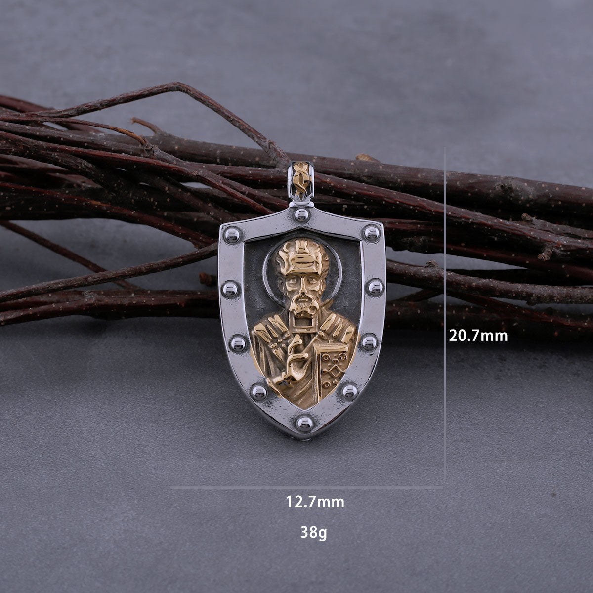 Stainless Steel Saint Nicholas Christian Necklace Men's