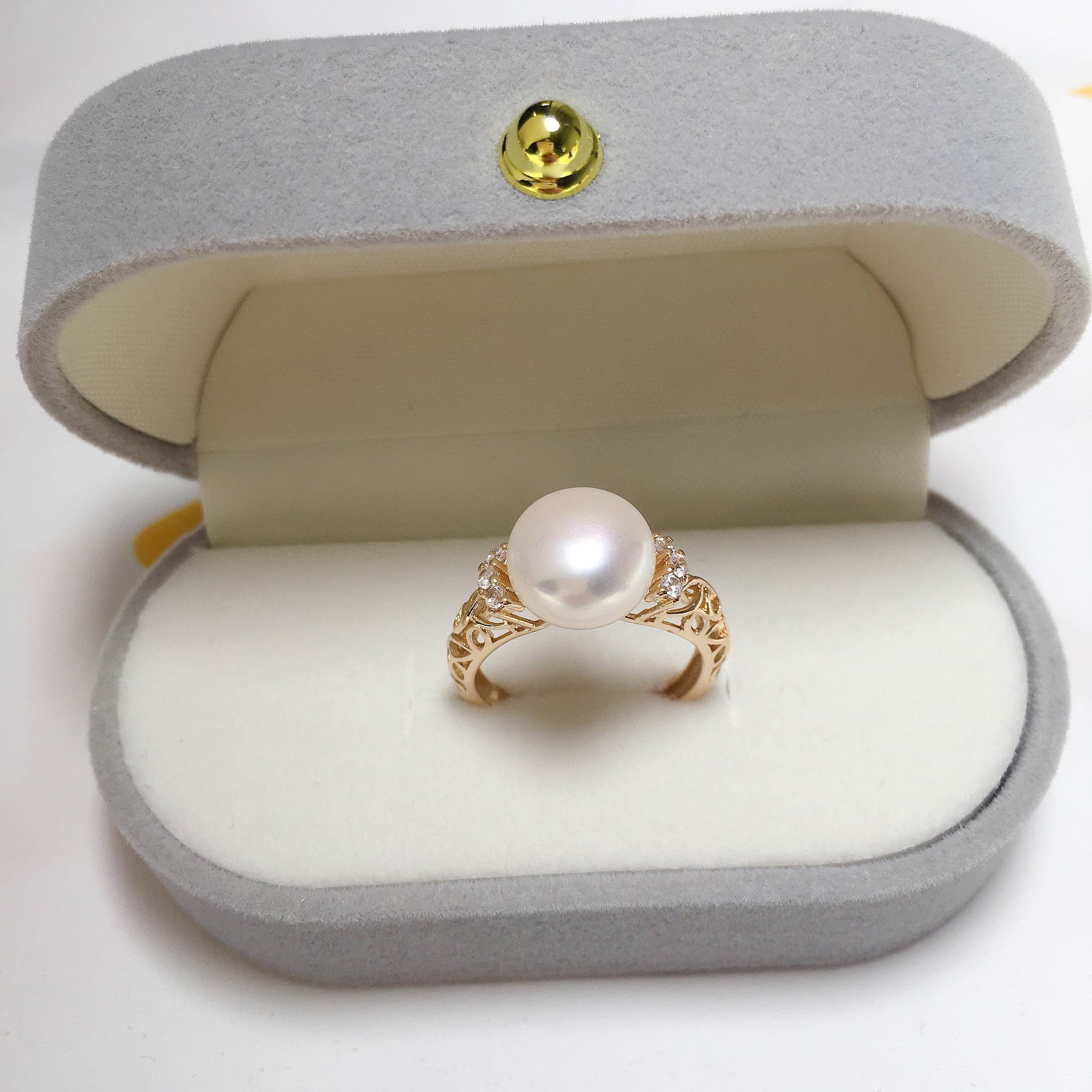 New Fine Pearl Ring 100% Real Natural Freshwater Pearl Design Ring