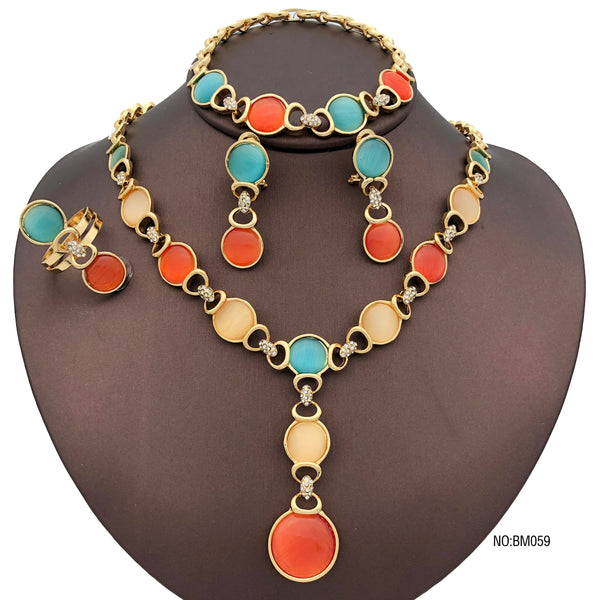 Dubai Colorful Opal Necklace For Women Necklace Earrings Ring Bracelet