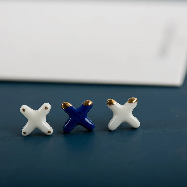 X Shape Fine Ceramic Stud Earrings  Anti allergic