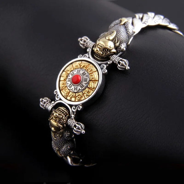 Silver Color Chinese Style Retro Silver Jewelry Lucky Money Pixiu Luxury Ladies Bracelet