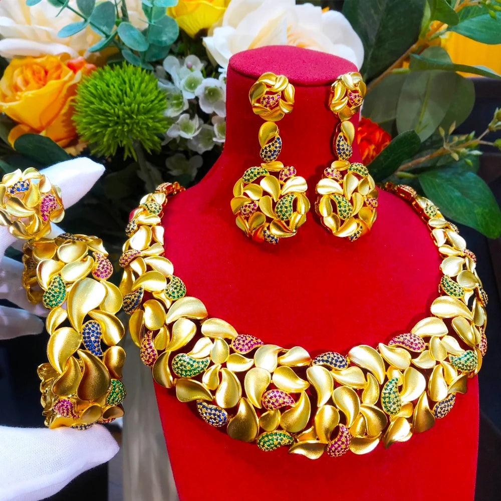 Famous Brand Trendy Luxury African 4 Jewelry Sets For Women Wedding Party Bridal Jewelry Set Gift