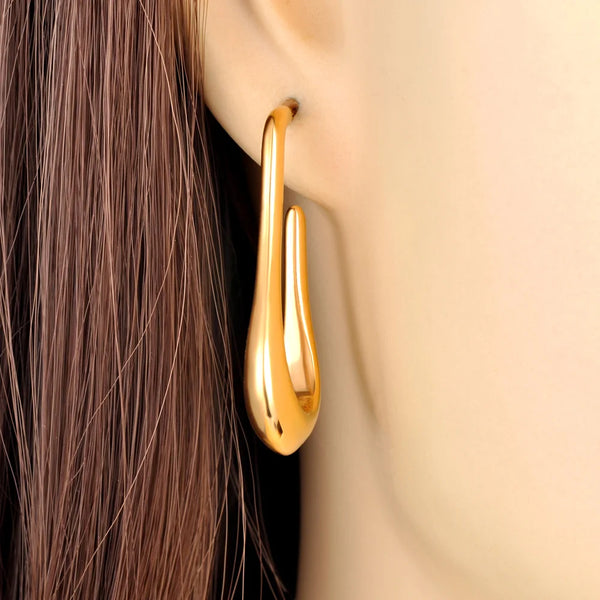 Stainless Steel Geometry Water Drop Earrings Gold Plated Bohemia Party Ear Jewelry For Women