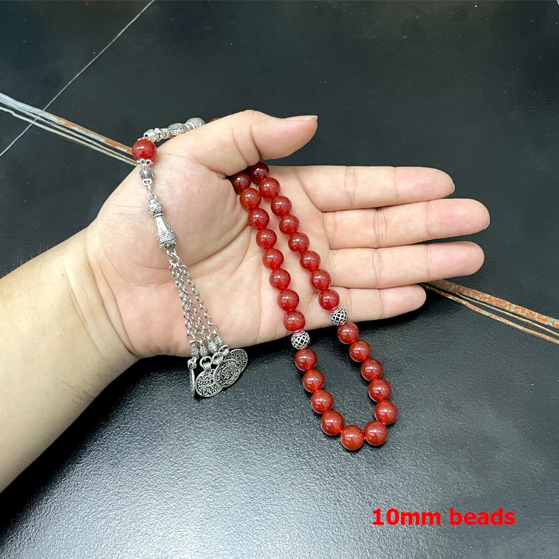 Tasbih Natural Brazil Red Agate Islamic misbaha Muslim bracelet prayer beads eid ramadan gift