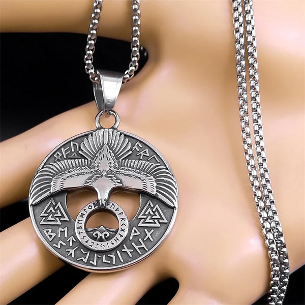 Viking Eagle Valknut Pendant Necklace for Women Men