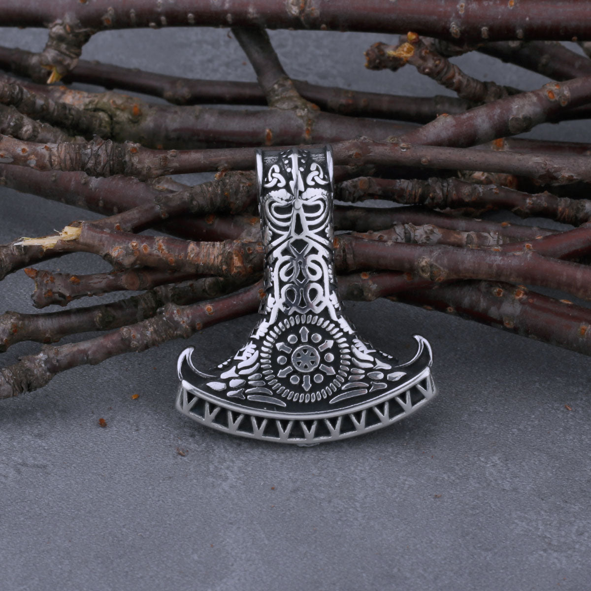 316L Stainless Steel Thor's Hammer Mjolnir Axe Necklace Men's