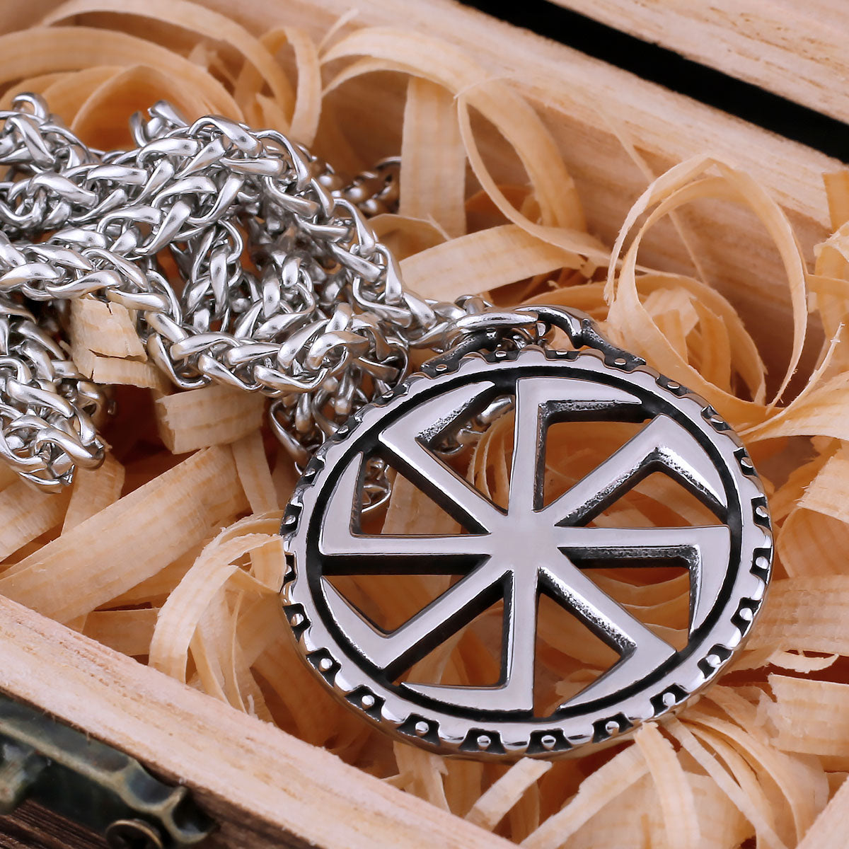 Vintage Slavic Rune Necklace Men's Vikings Sun Symbol Amulet Pendant Necklace