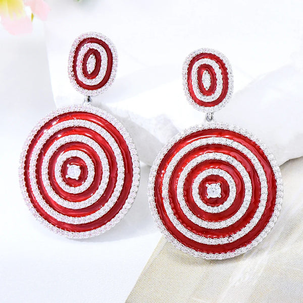 New Luxury Round Earrings For Women Wedding Party CZ Dubai Bridal Earrings