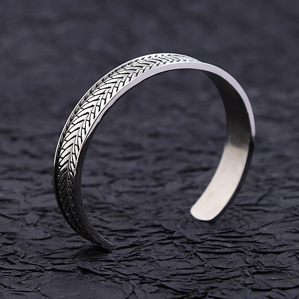 Simple Vintage Men's Stainless Steel Cuff Bracelets